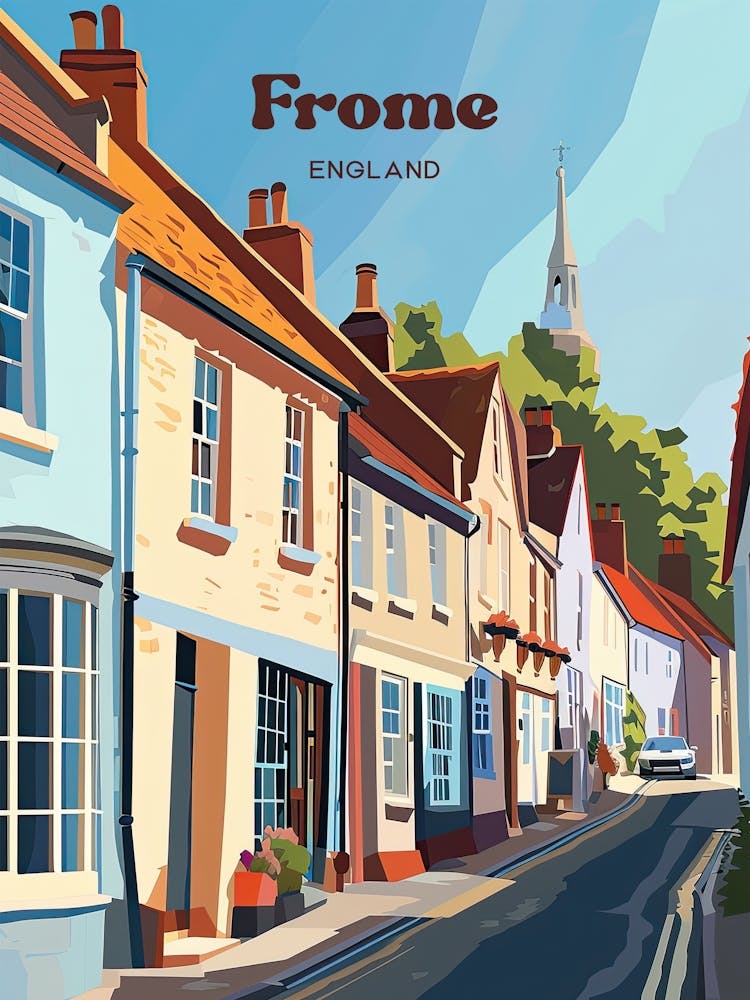 Frome England Vibrant Travel Illustration