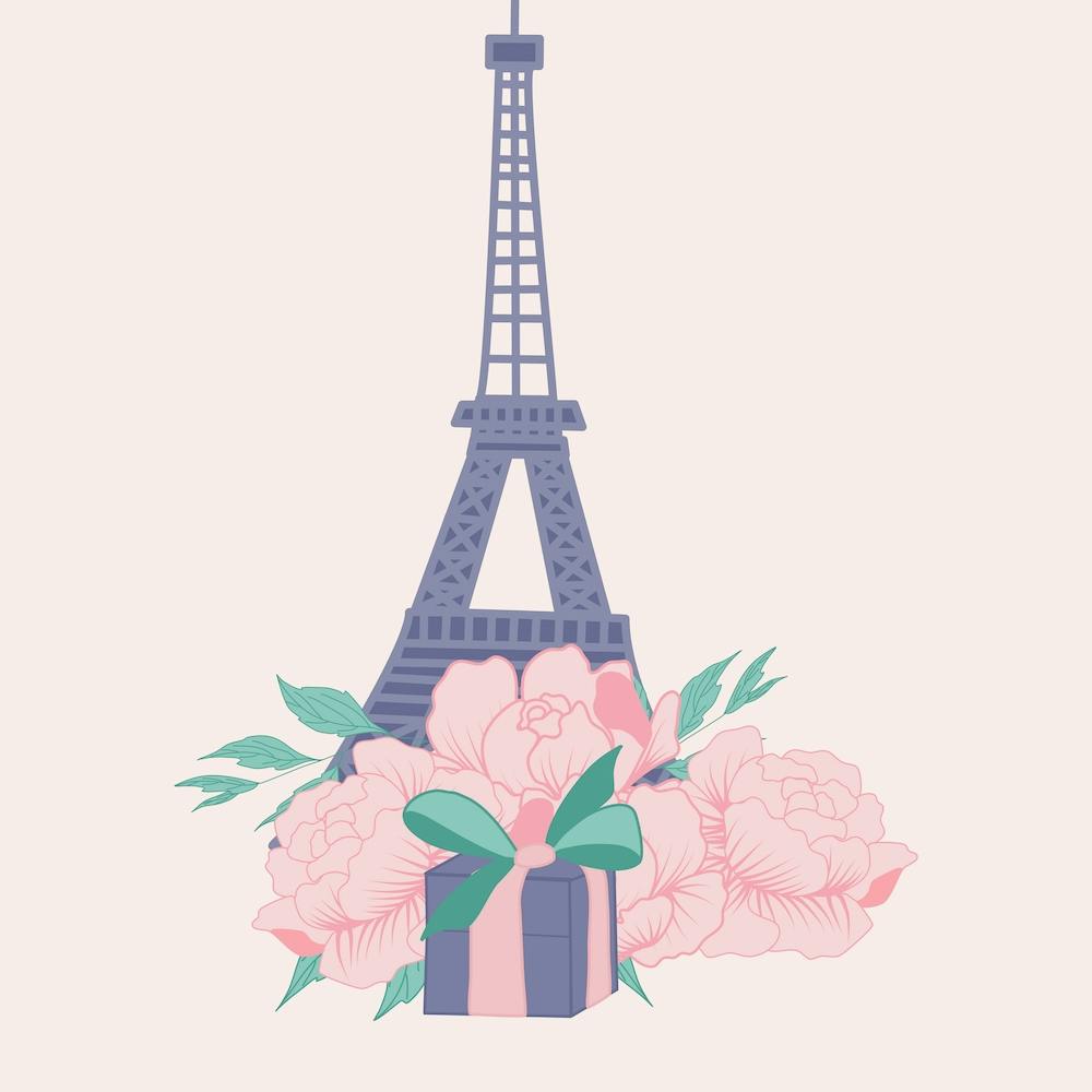 Eiffel Tour And Peonies Square