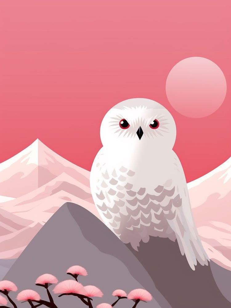 Minimalist Snowy Owl 3 Illustration