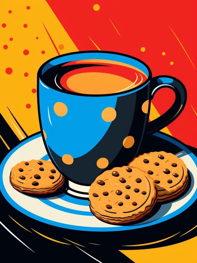 Cartoon Coffee & Biscuits Pop Art Inspired 2