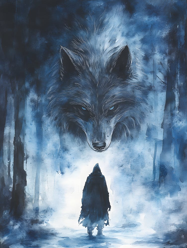 Atemberaubender einsamer Wolf und ein Mann 4