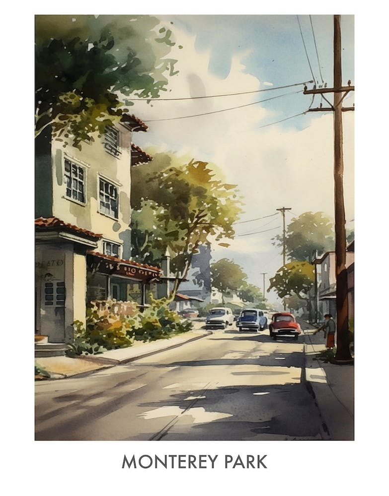 Monterey Park Watercolor 2travel Poster
