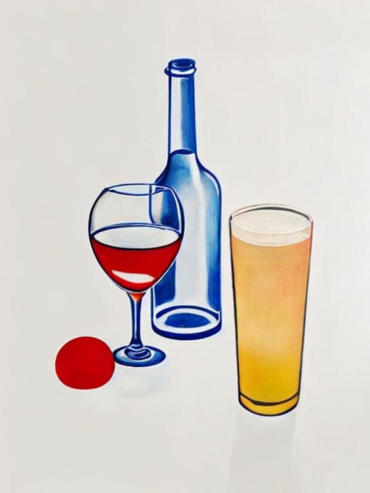 Caribbean Crush Picasso Line Drawing Cocktail Poster