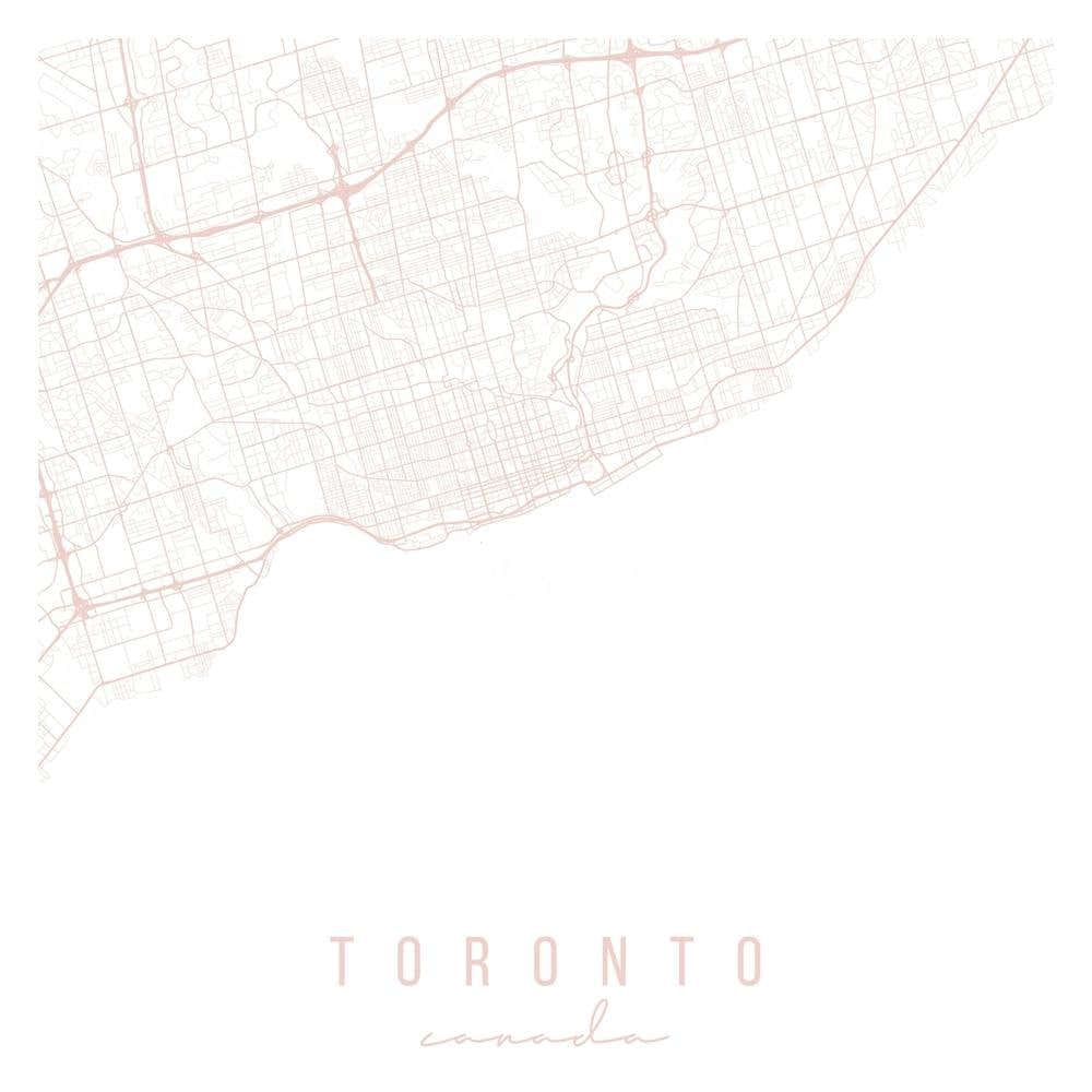 Toronto Canada Light Pink Minimal Street Map Square