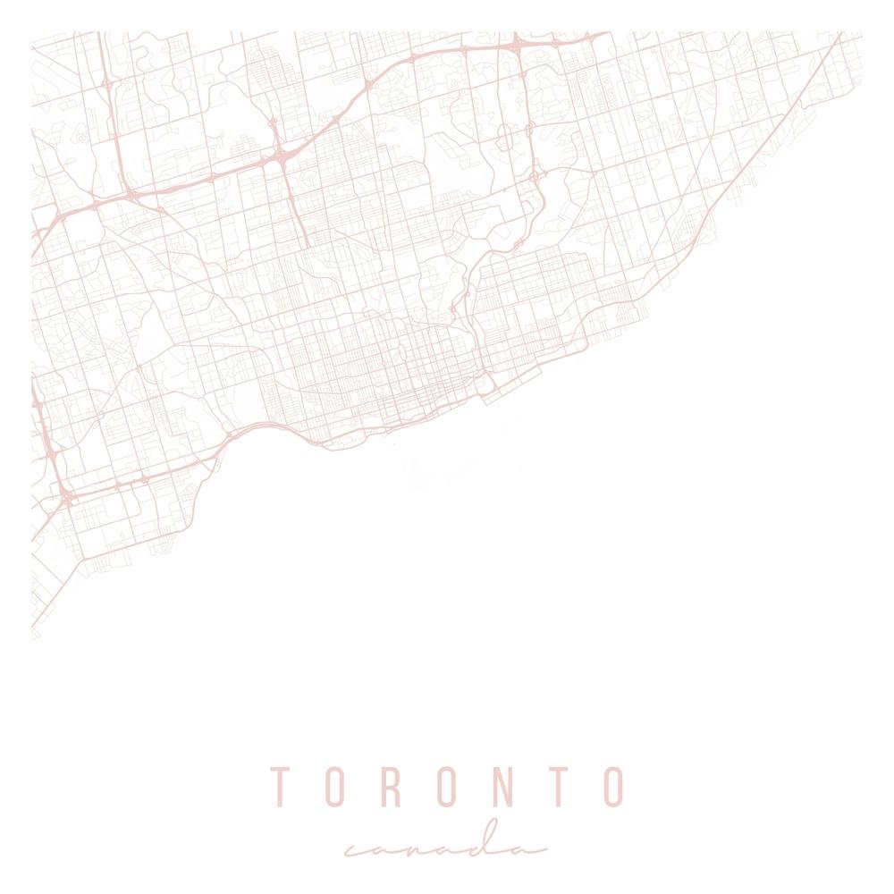 Toronto Canada Light Pink Minimal Street Map Square