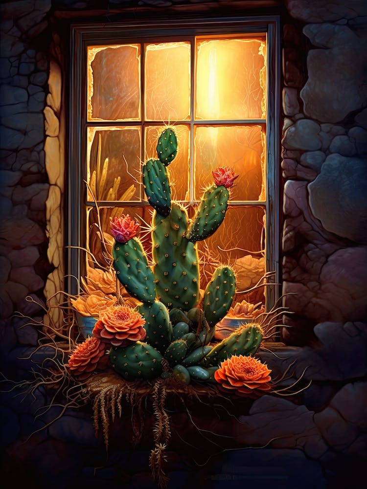 Torch Cactus On A Window  3