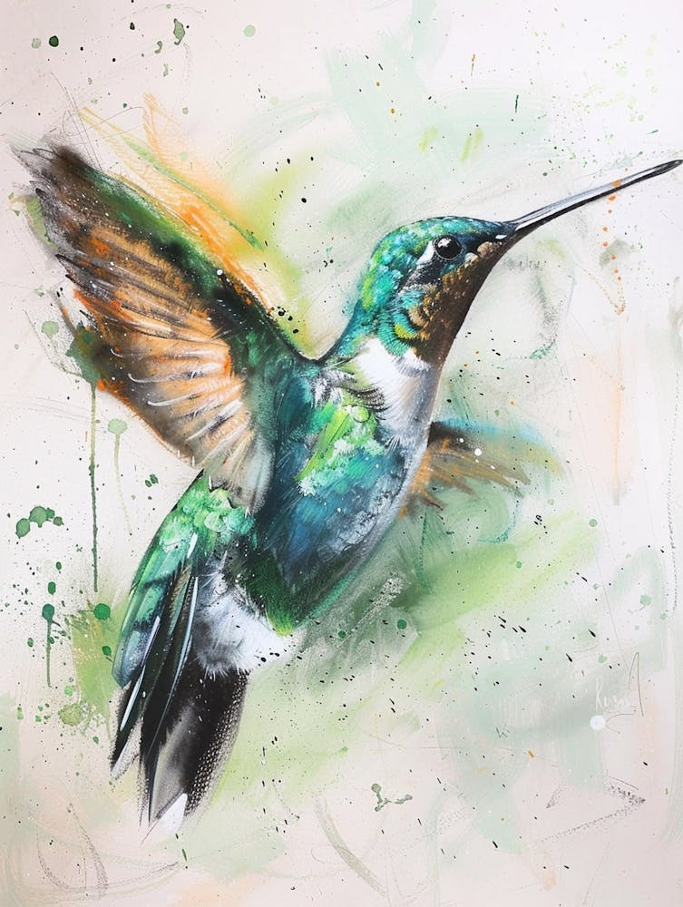 Hummingbird Pastel Watercolour 2