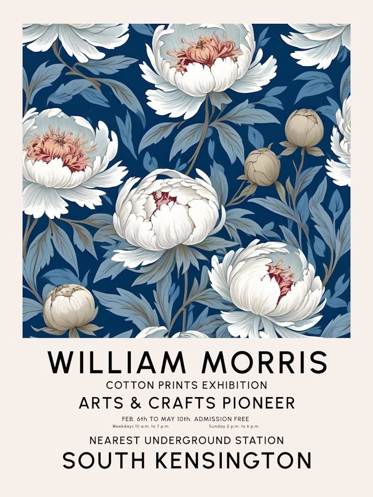 William Morris Style Art Exhibition Peonis Flower