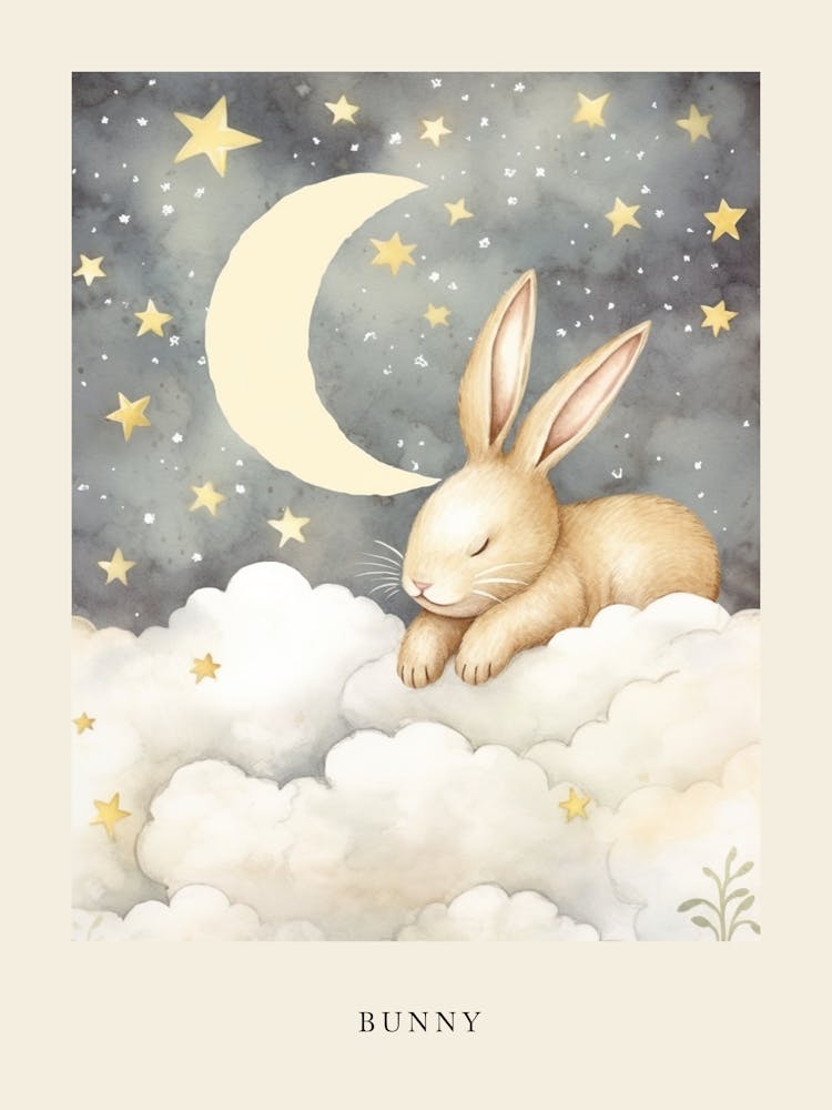 Sleeping Baby Bunny 8 Nursery Poster