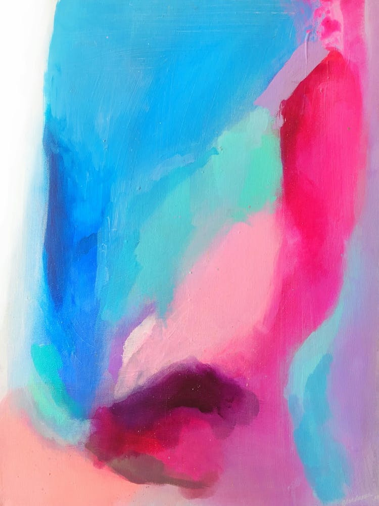 Abstract Paint Art Pink & Blue