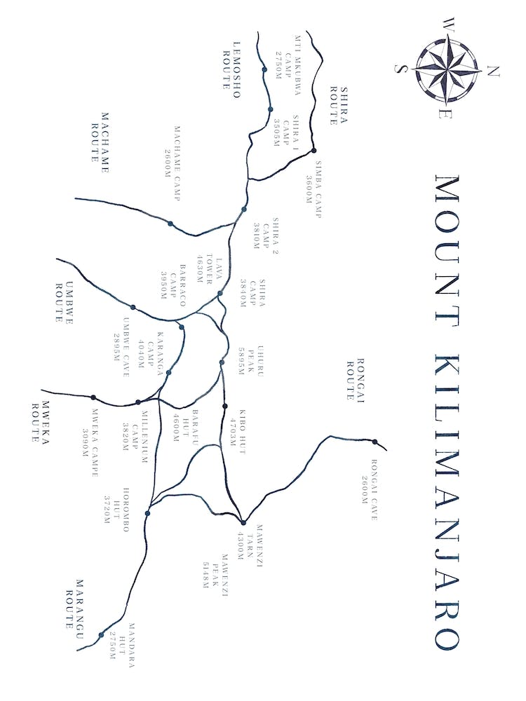 Mount Kilimanjaro Route Map