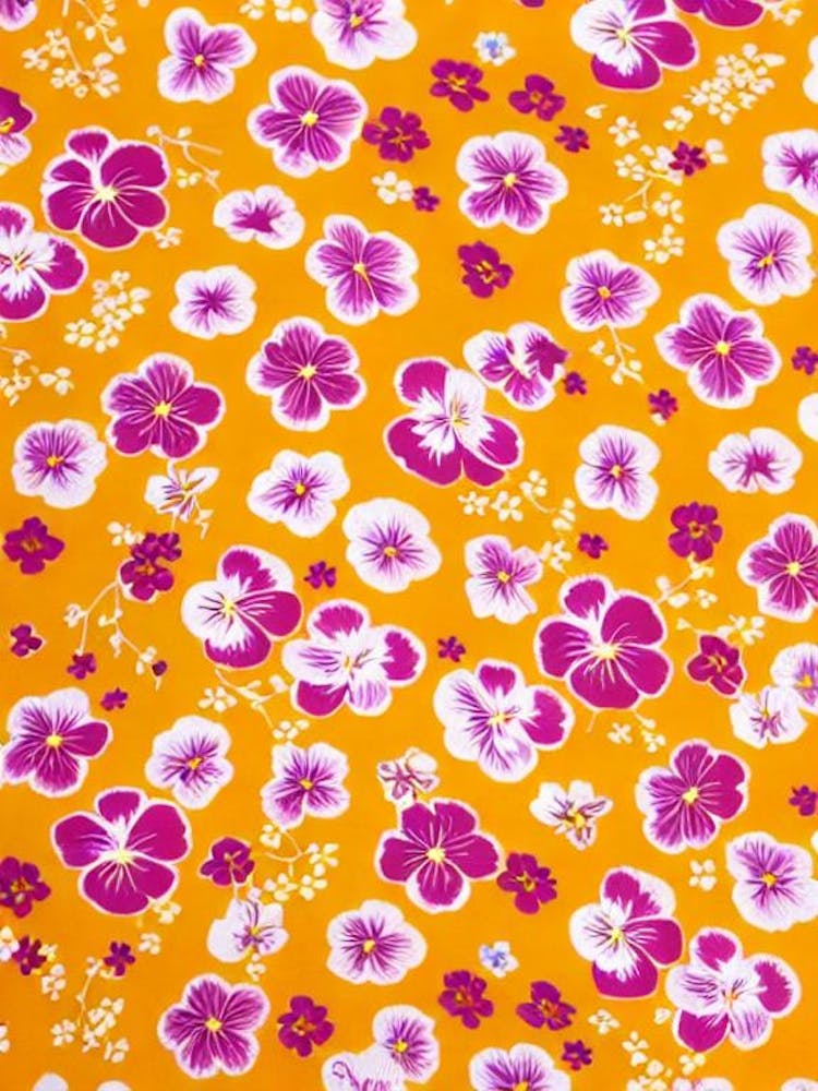 Pansy Floral Print Warm Tones 1 Flower