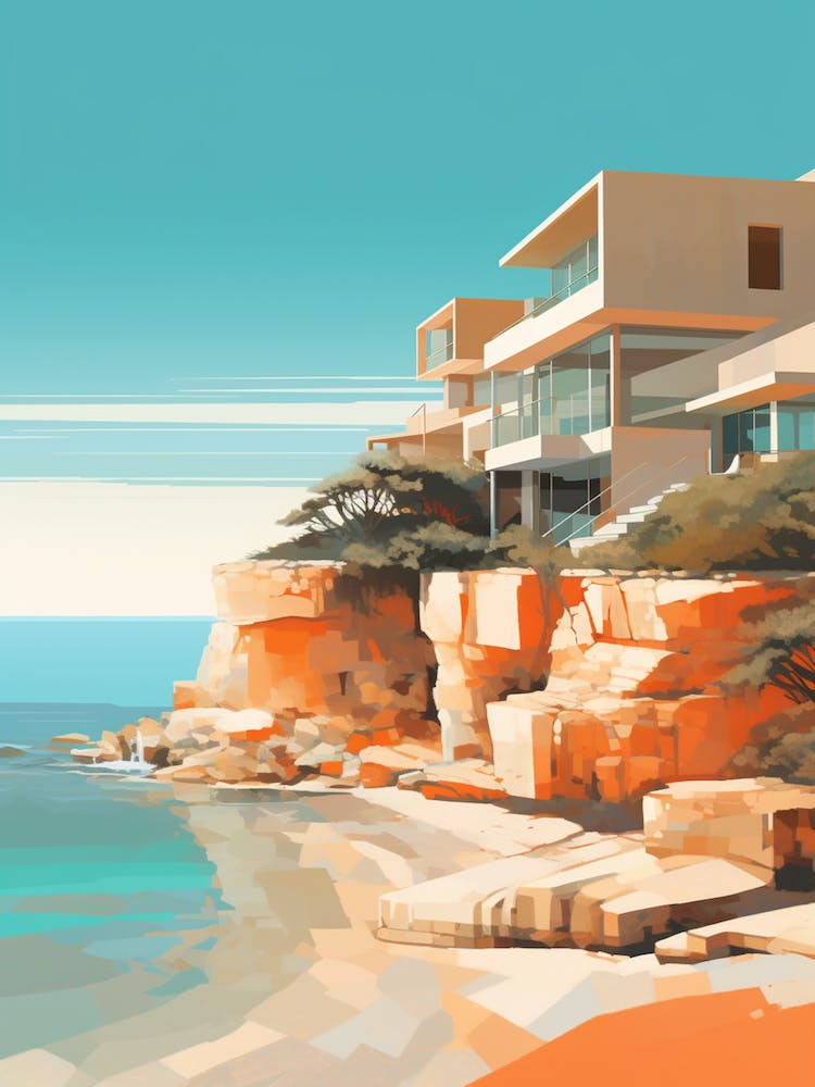 Art Hyams Beach Australia Mediterranean Style Illustration 1