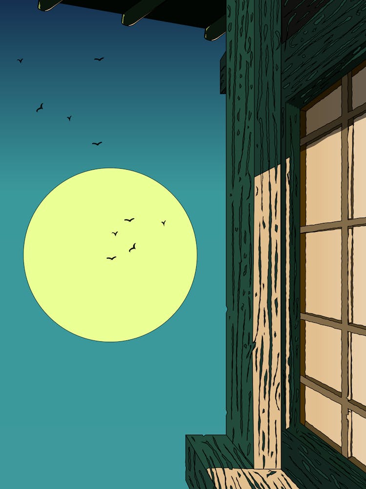Japanese Window At Night