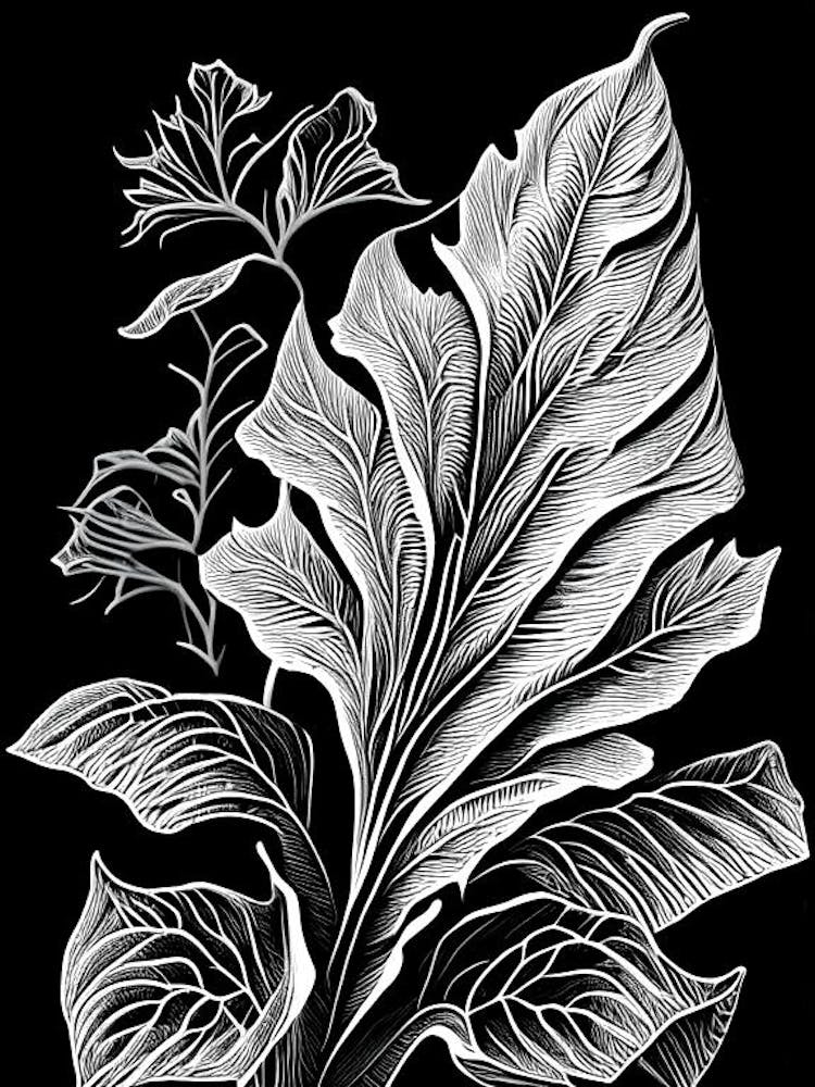 Mullein Leaf Linocut 3