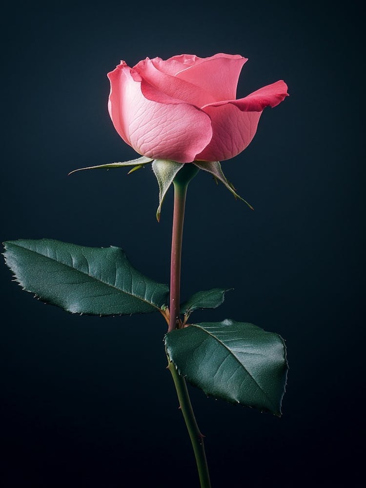 Pink Rose Isolated On Black Background 9
