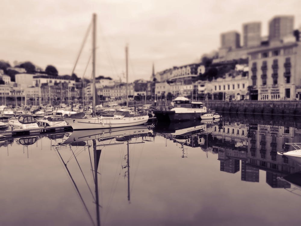 Great Yarmouth Harbour View Boats Black and White