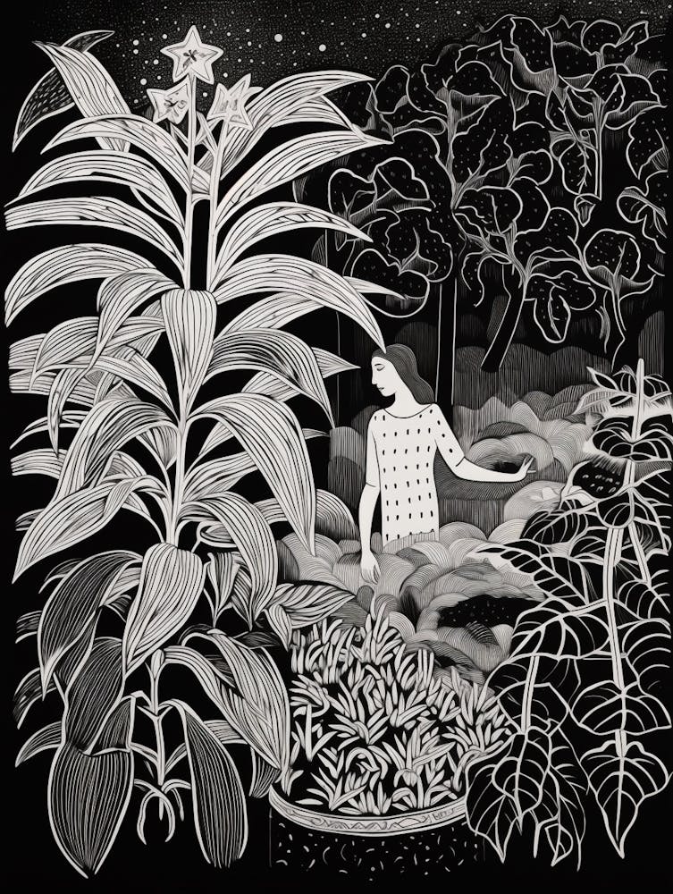B&W Plant Illustration Chinese Evergreen 3