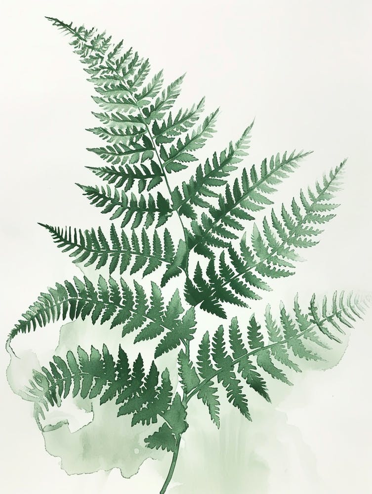 Green Ink Painting Of A Wood Fern 2