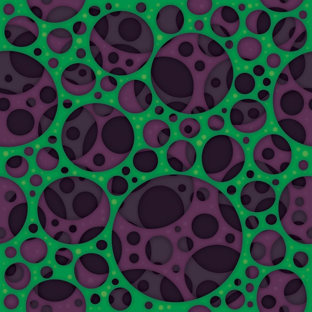 Wicked Trippy Abstract Slime Holes Design Pattern In Purple And Green