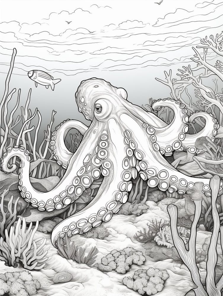 Octopus Detailed Drawing 3