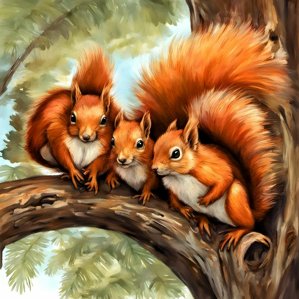 Red Squirrel Family