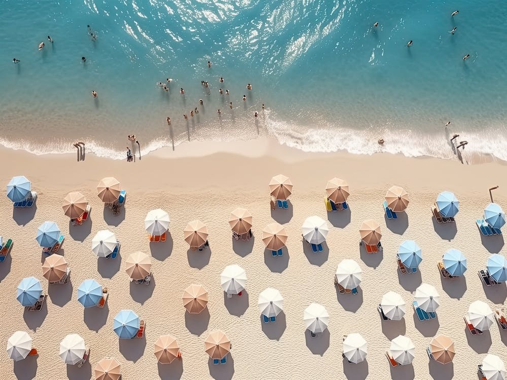 Aerial View Beach Club Summer Photography  Pastel Colours