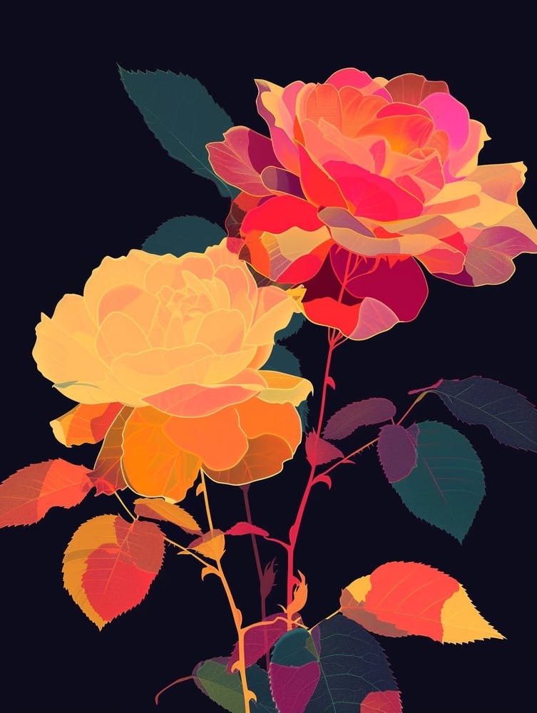 English Roses Painting Rose Silhouette 3