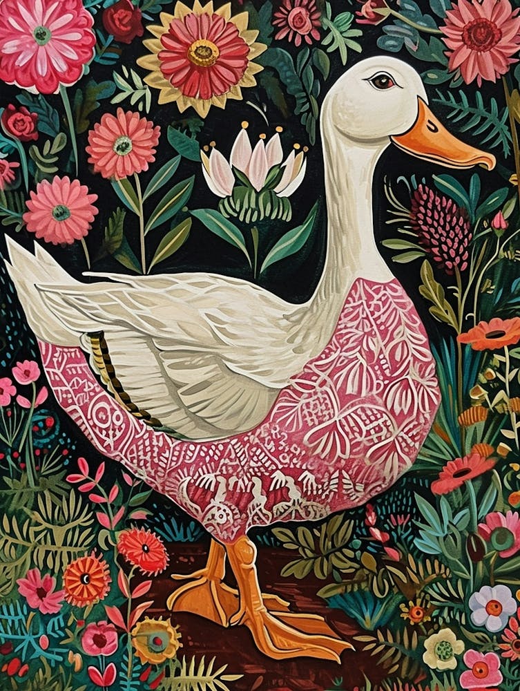 Floral Animal Painting Duck 1