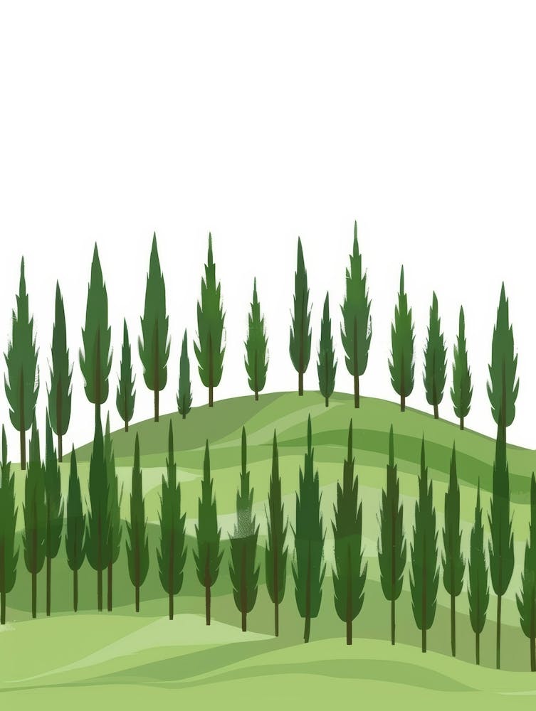 Cypress Trees In The Field