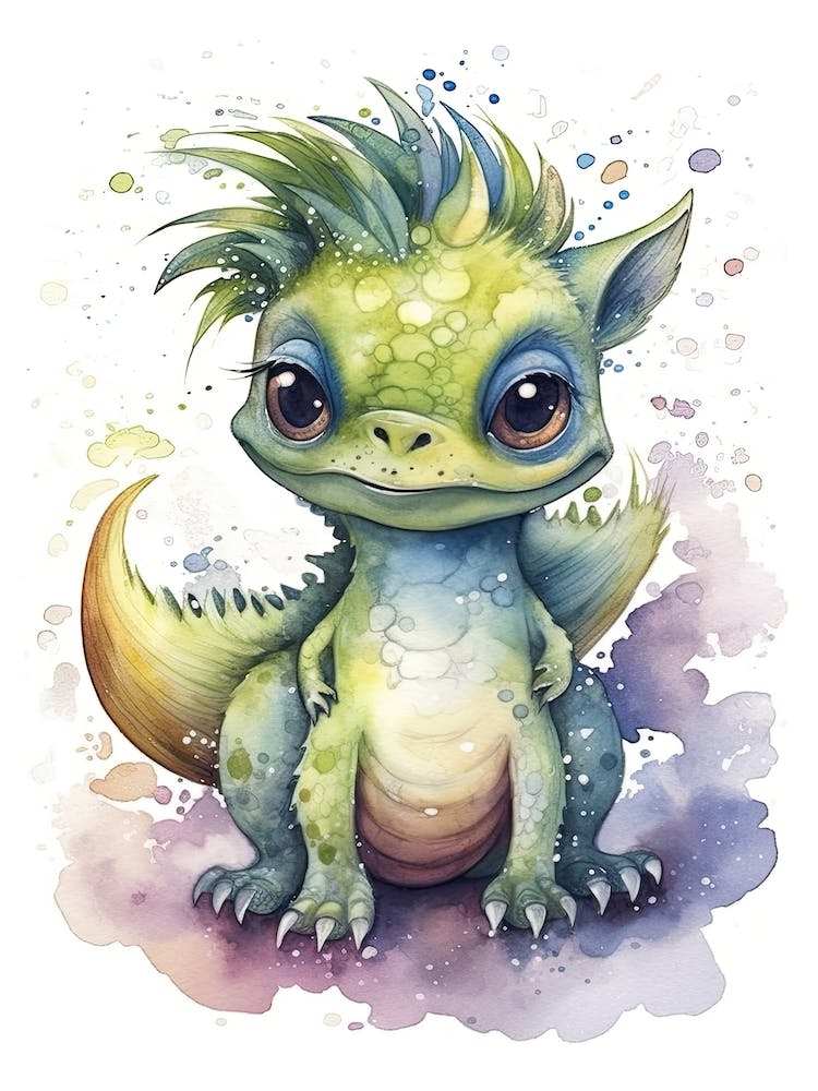 Alioramus Cute Dinosaur Watercolour 4