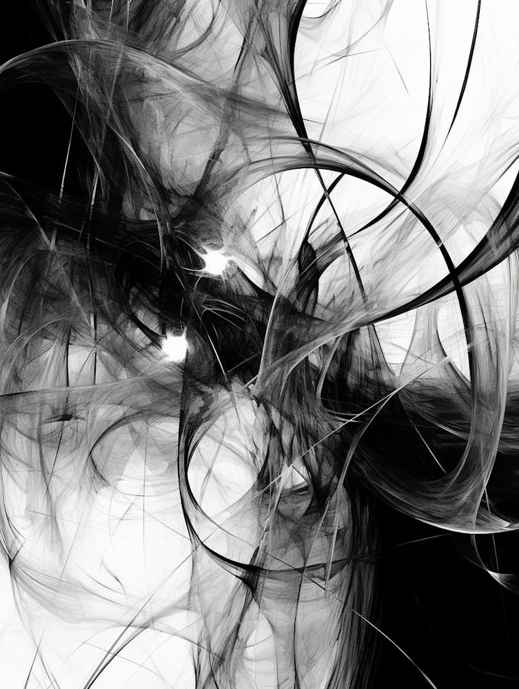 Quantum Entanglement Abstract Black And White 3