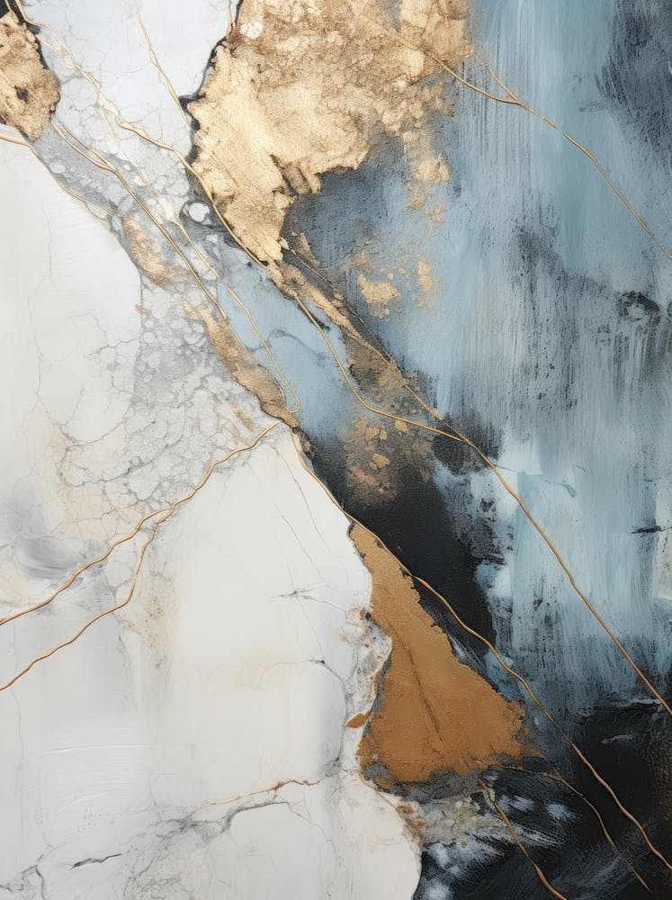 Gold And Blue Abstract Painting 6