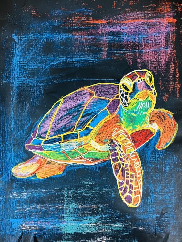 Sea Turtle Crayon Ocean Doodle 3
