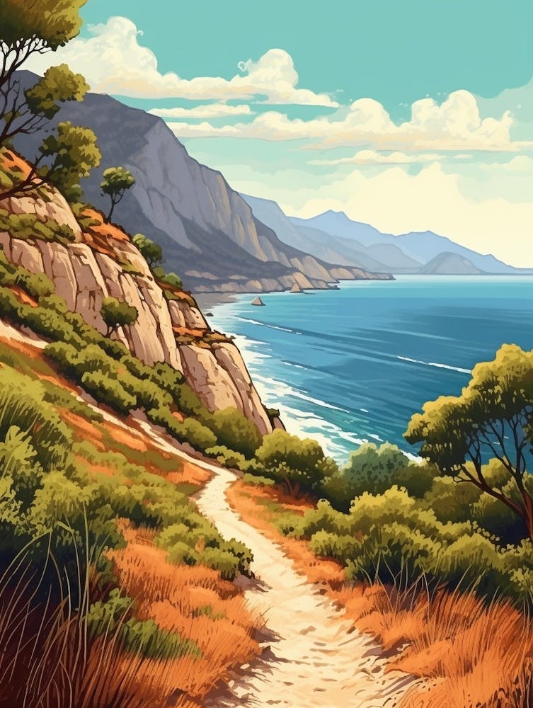 Lycian Way Turkey 1 Vintage Travel Illustration