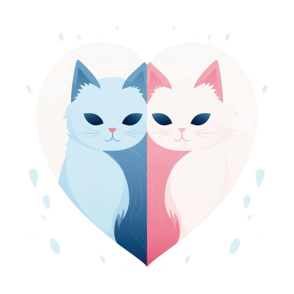 Two Cats In A Heart