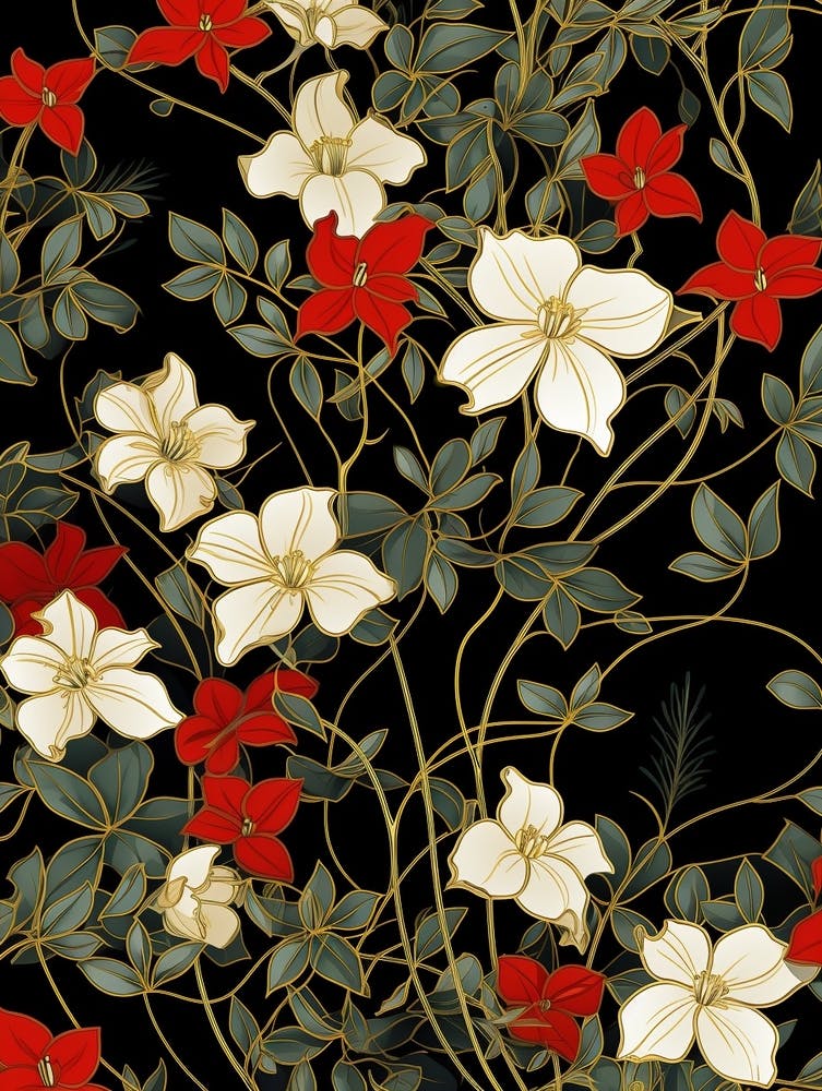 Winter Jasmine 2 William Morris Style Winter Florals