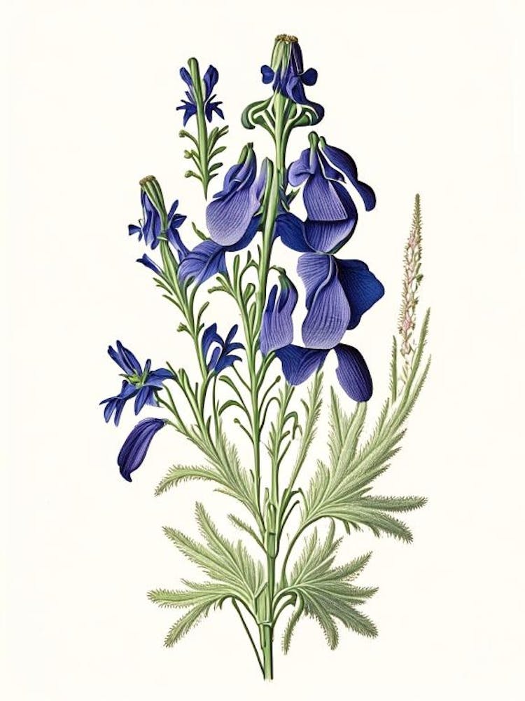 Larkspur Wildflower Vintage Botanical 2