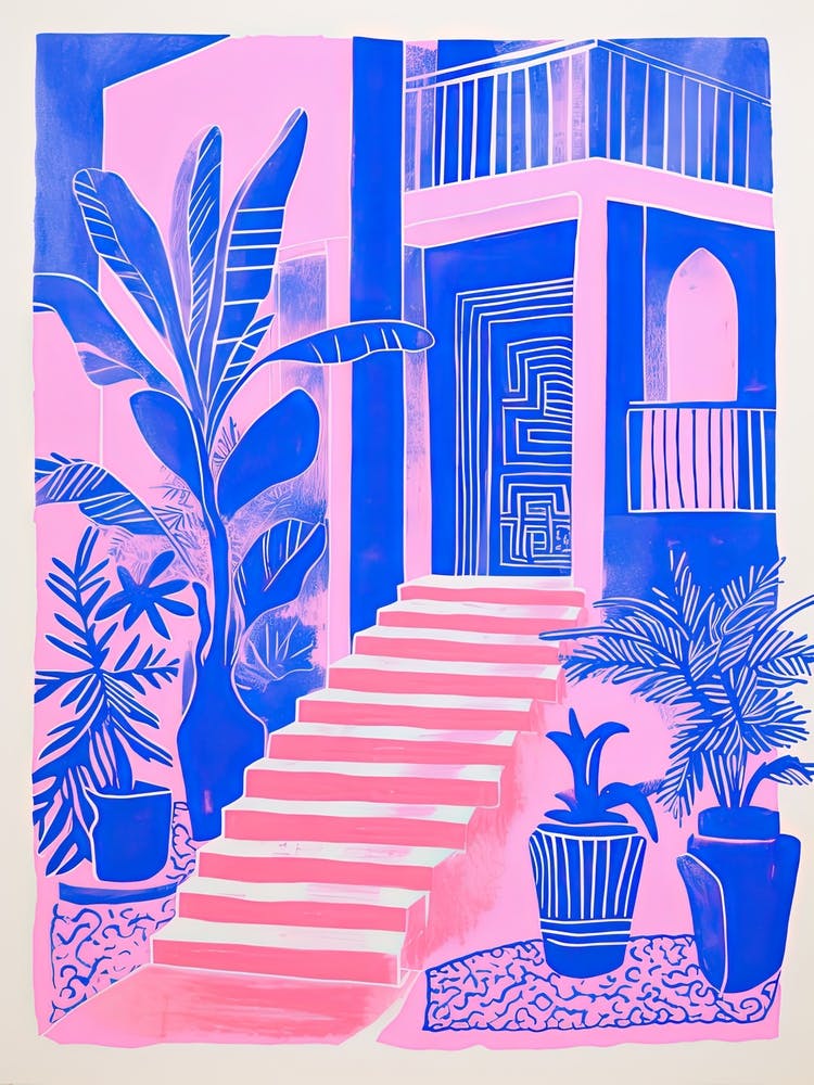 Majorelle Gardens Abstract Riso Style 6