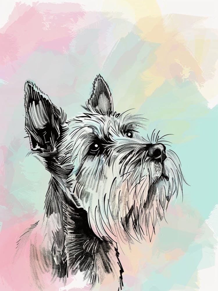 Pastel Irish Terrier Dog Pastel Illustration 3
