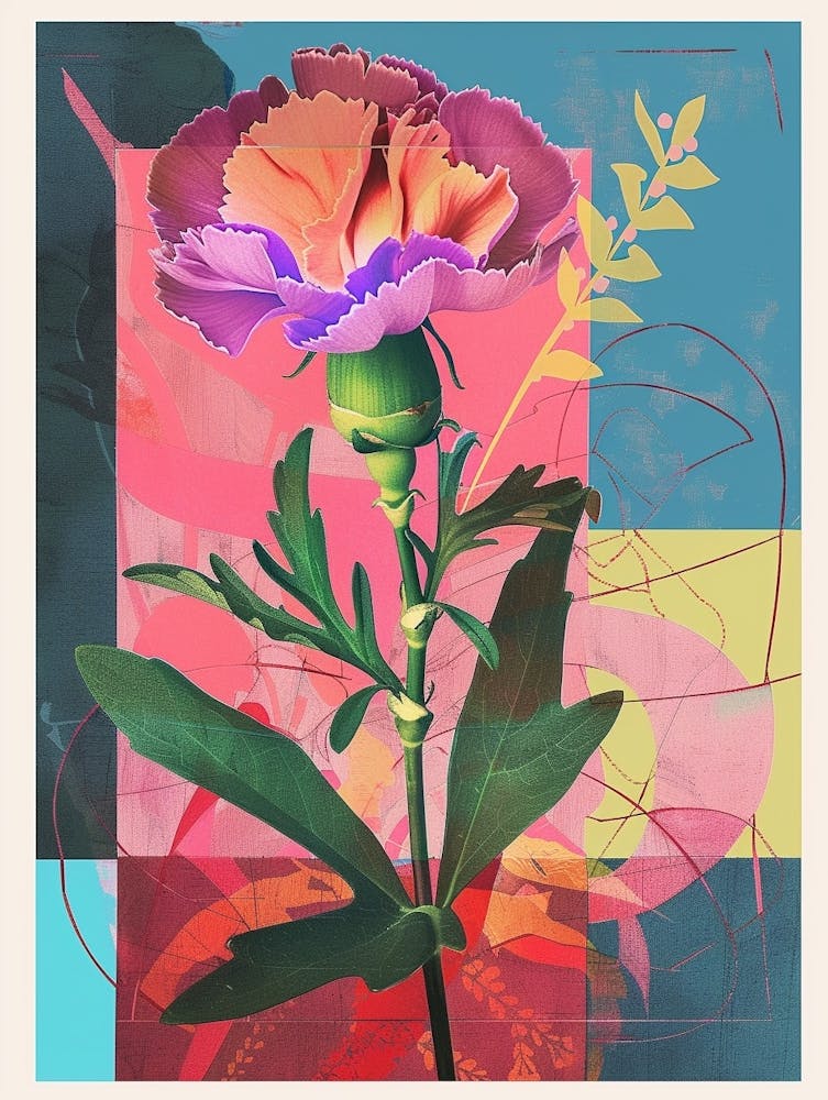 Carnation8 Neon Flower Collage