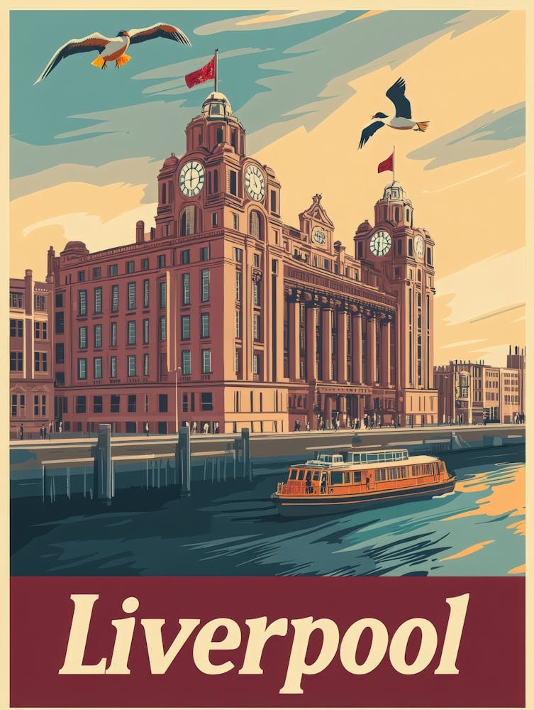 Aihrgdesign A Vintage Travel Poster Of Liverpool Featuring Th Be556fa5 3d67 46d2 9a5d 636d2052a35f 0