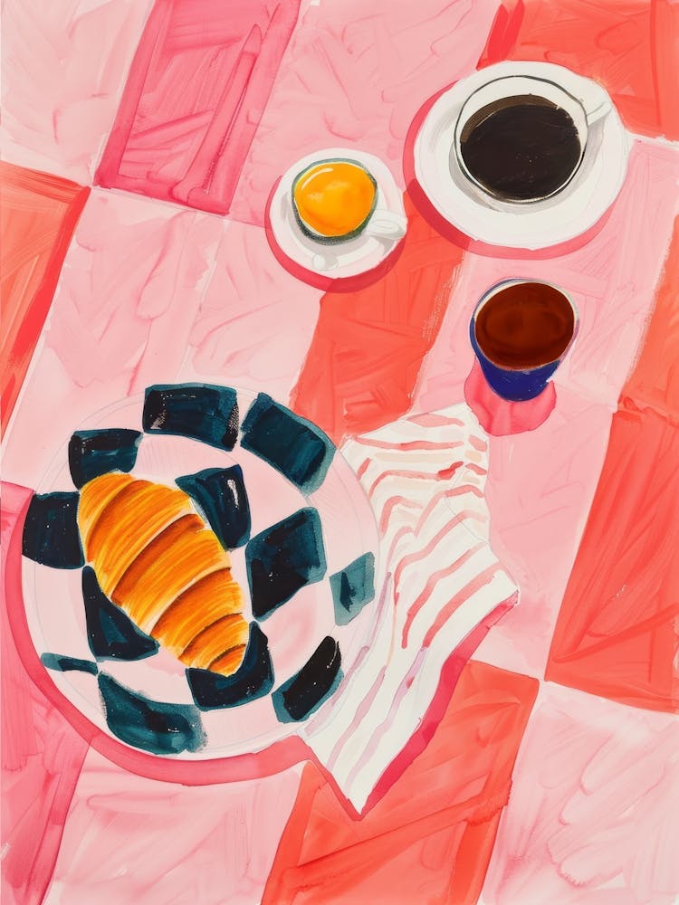 Watercolor Bright Breakfast. Kitchen