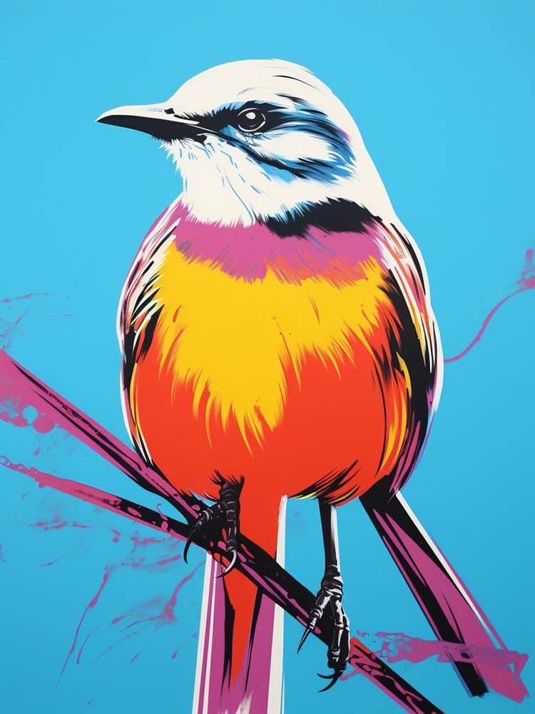 Andy Warhol Style Bird Mockingbird 3