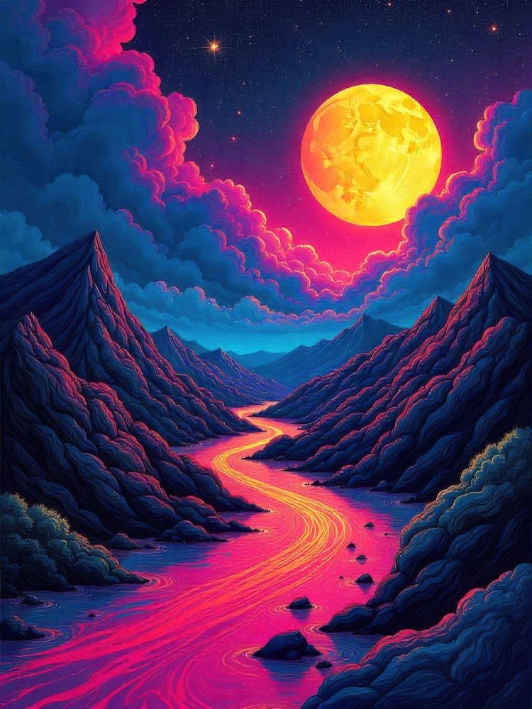 Full Moon Over River