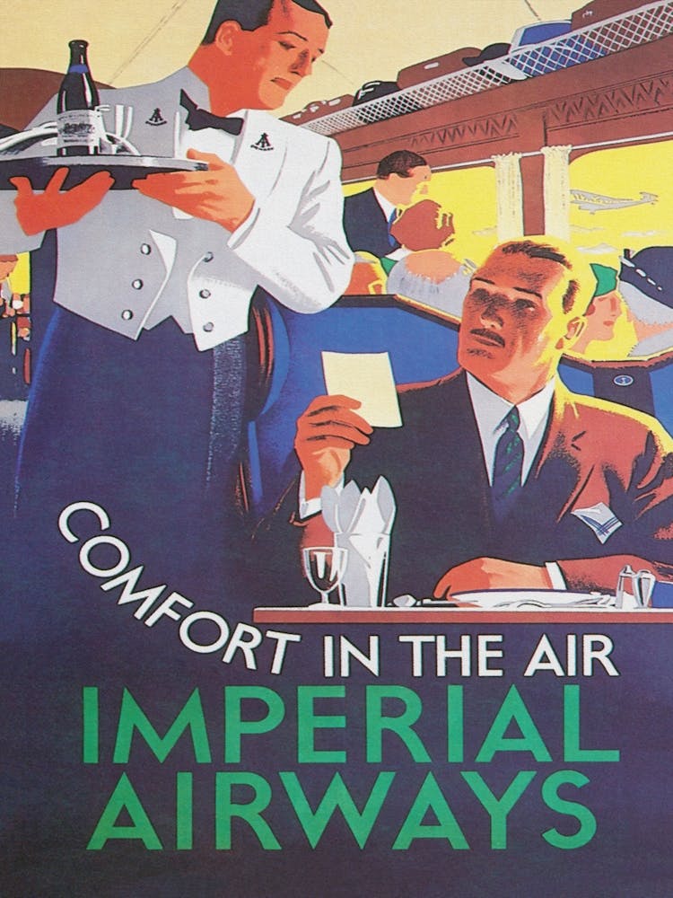 Imperial Airways, Dining Service, Vintage Travel Poster