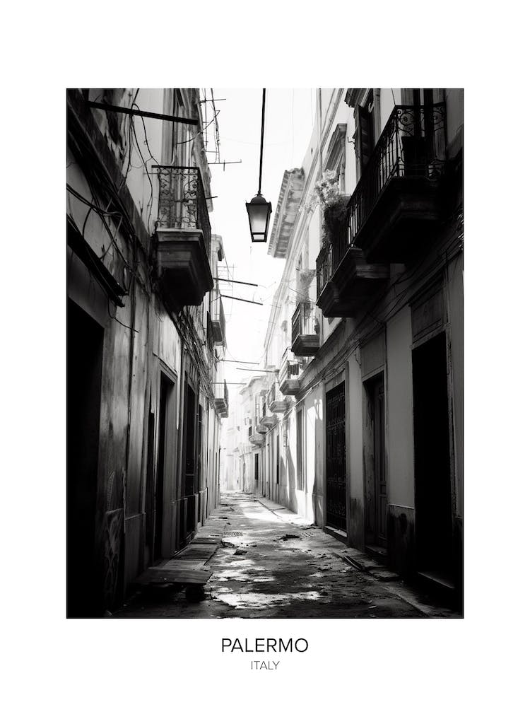 Poster Of Palermo, Italy, Black And White Photo 3