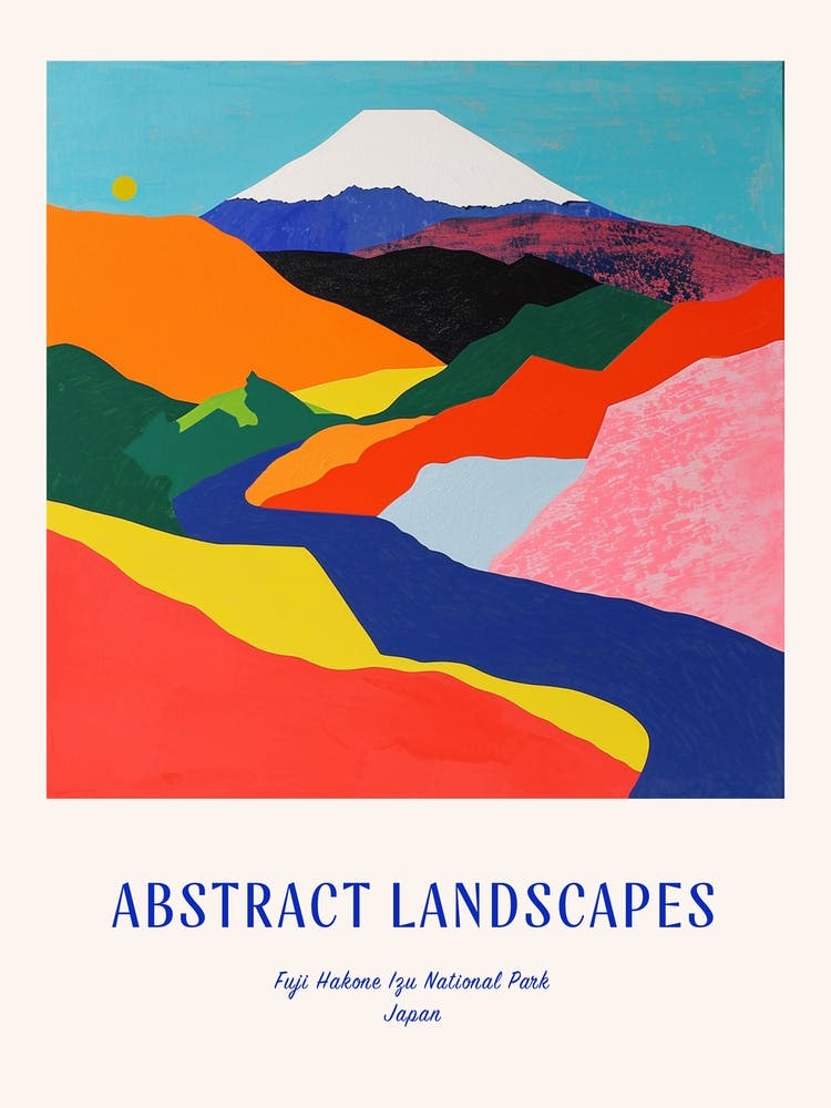 Colourful Abstract Fuji Hakone Izu National Park Japan 4 Poster Blue