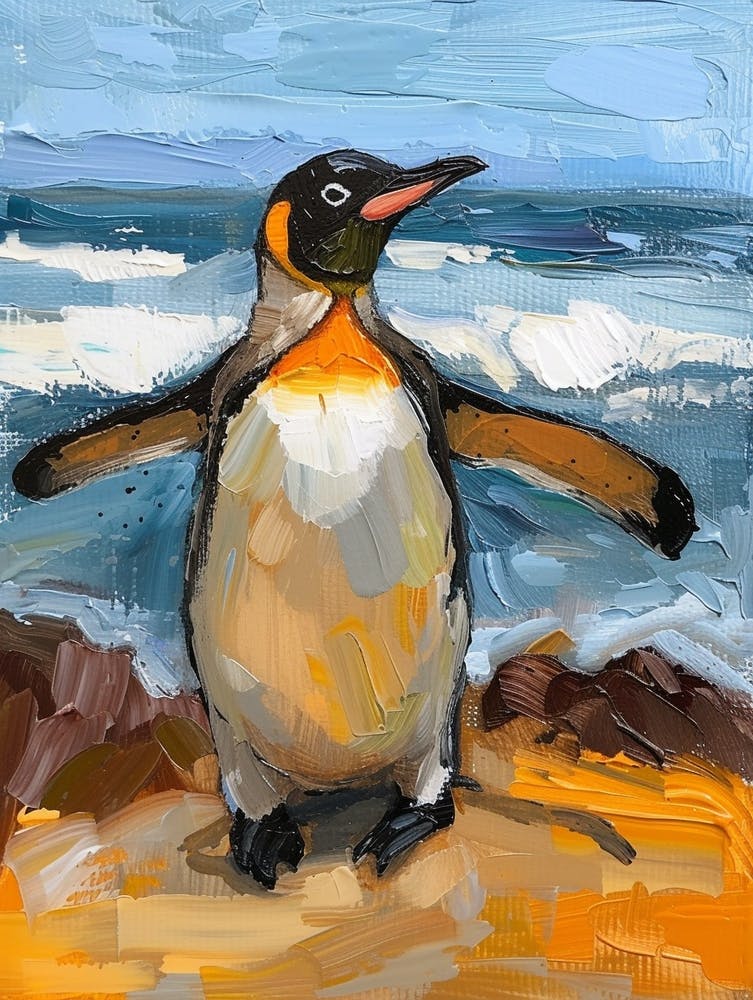 Galapagospinguin Grytviken Farbblock-Malerei 3