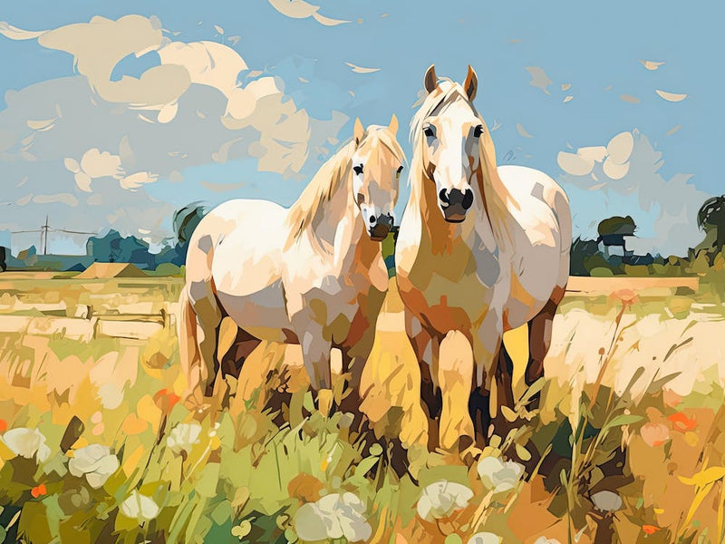 Horses Painting In Carmargue, France, Landscape 4